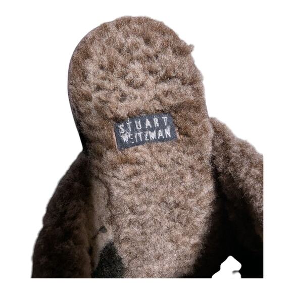 Vtg Y2K Stuart Weitzman Circuit Cola Brown Suede Shearling Lined Wedge Clogs 7 - Picture 4 of 7